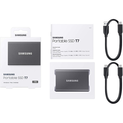 Disco Externo SSD Samsung Portable T7 2TB USB portatile Gris