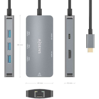 USB Docking Type C Aisens ASUC-6P019-GR