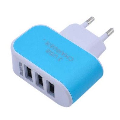 Colorful Charger with 3 USB Ports LED Light - Blue