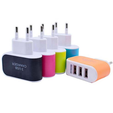 Colorful Charger with 3 USB Ports LED Light - Green