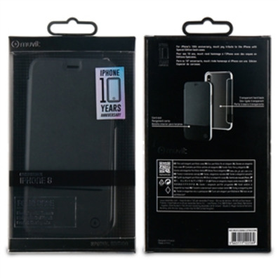 Caso nero Folio doppio PU trasparente iPhone X Muvit