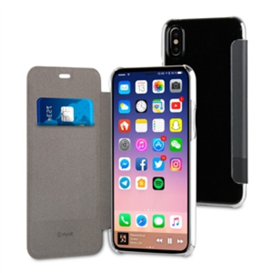 Caso nero Folio doppio PU trasparente iPhone X Muvit