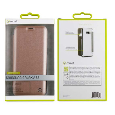 Folio Case Silver with Transparent Pink Gold Cover Samsung Galaxy S8 Muvit