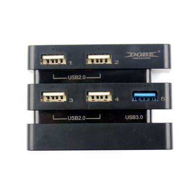 2 to 5 port (2.0 3.0) USB HUB Adapter PS4 Pro (Dobe) Nero