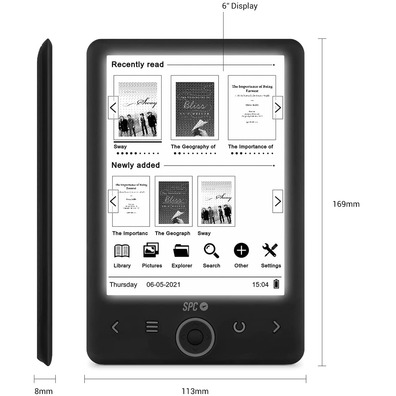 Libro electrónico SPC Dickens Light 2 6 " tinta electrónica Negro