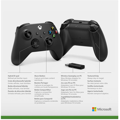 Mando Xbox Series Black + Adaptador Wireless PC