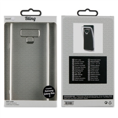 Cover Samsung Galaxy Note 9 Bling Trasparente Cornice D'Argento