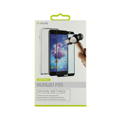 Huawei P20 Muvit + caso di cristallo sagomato.