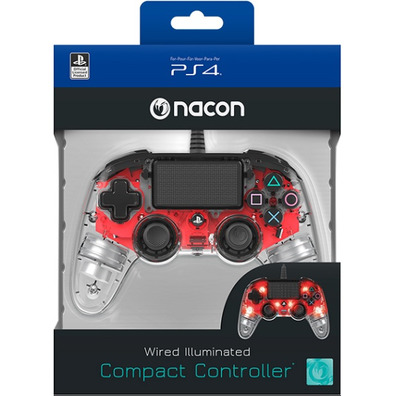 Nacon Compact Red Illuminato Controller Ufficiale PS4