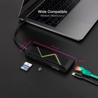 Nanocable Hub USB 3.0 10.16.0901 USB/USB - C/HDMI/RJ45/SD/Audio