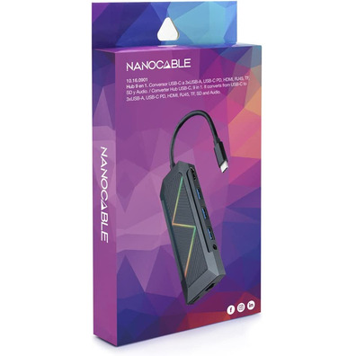 Nanocable Hub USB 3.0 10.16.0901 USB/USB - C/HDMI/RJ45/SD/Audio