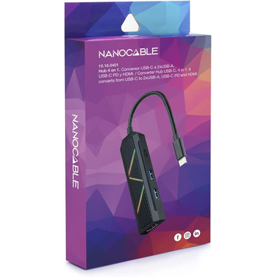 Nanocable Hub USB portatile Tipo C 10.16.0401 USB/USB - C/HDMI Negro