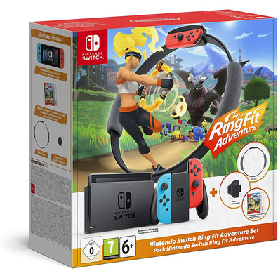 Nintendo Switch + 2 Mandos Joycon + Ring Fit Adventure (Dettagli)