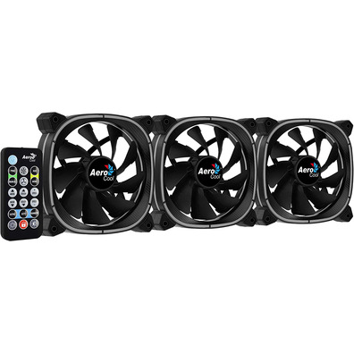 Confezione 3 Ventiladores Aerocool Astro Pro 12 cm + H66F HUB + Mando a Distancia