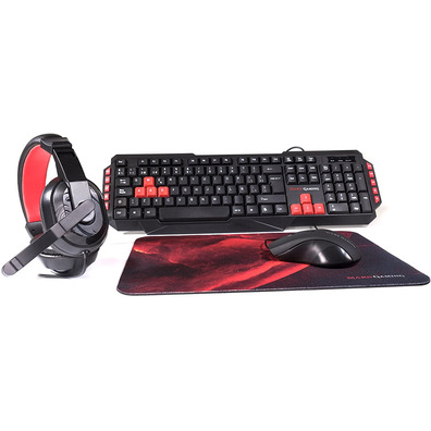 Confezione Mars Gaming MRCP1 (Teclado + Ratón + Auriculares + Alfombrilla)