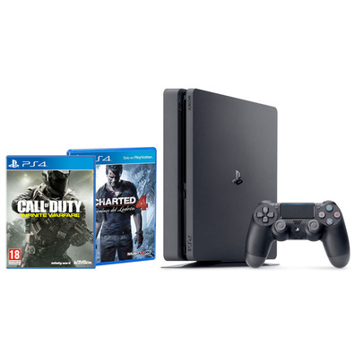 Playstation 4 Slim (500Gb) + Call of Duty Infinite Warfare + Uncharted 4