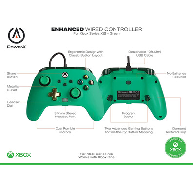 Power A Enhanced Wired Controller Emerald (Xbox One / Xbox Series X/S)