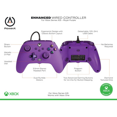 Power A Enhanced Wired Controller Royale Viola (Xbox One / Xbox Series X/S)