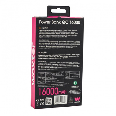 Powerbank 16000mAh Wosster QC 16000 Negra