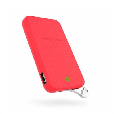 Powerbank Energy System 5000 mAh con cavo integrado Rojo