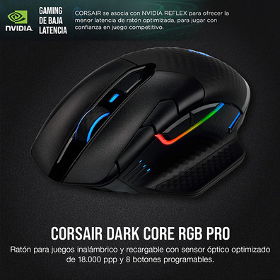 Ratón Corsair Dark Core RF Wireless + Bluetooth Óptico 18000DPI