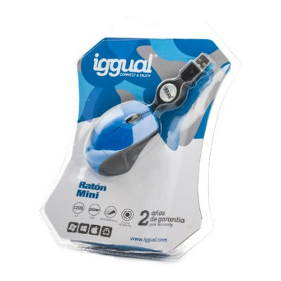 Ratón Iggual Mini Óptico 1200 DPI Azul