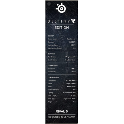 Ratón Steelserie Rivale 5 Destiny 2 Edizione 18000 DPI