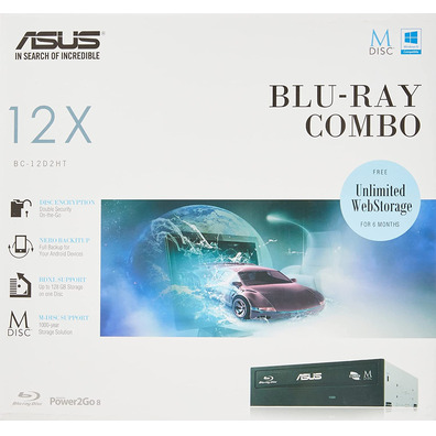 Regrabadora Interna Asus BC-12D2HT Grabadora DVD/Lector Blu-Ray Negro