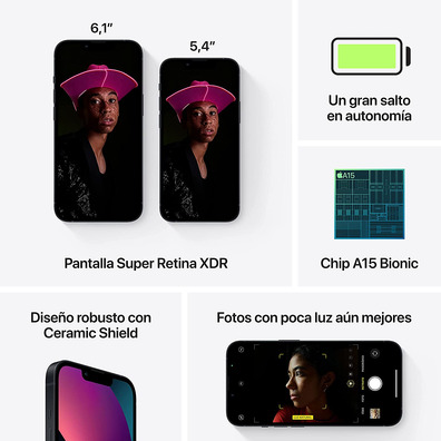 Smartphone Apple iPhone 13512,GB 6,1 '' 5G Negro Medianoche