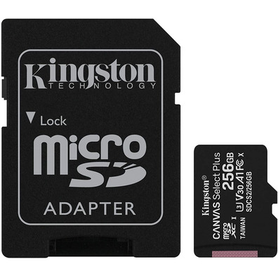 Tarjeta de memoria MicroSD XC 256GB Kingston Canvas Select + Adapt