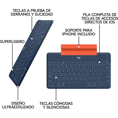 Teclado Bluetooth Logitech Keys - to - Go iPhone / iPad Azul