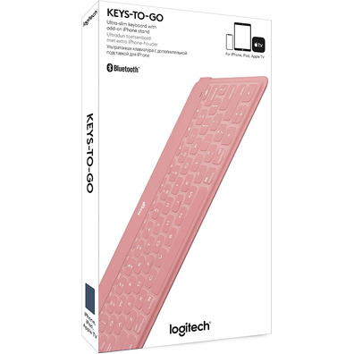 Teclado Bluetooth Logitech Keys - to - Go iPhone / iPad Rosa