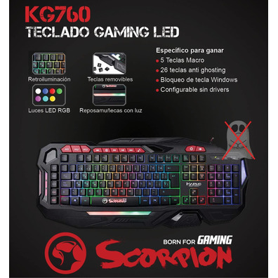 Teclado gaming Scorpion KG760 Membrana