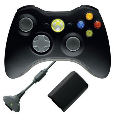 Wireless Controller Xbox 360 + Play & Charge Kit Black