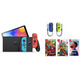 Nintendo Switch OLED (Neon Azul / Rojo) + 3 Juegos + Joy Con Set (Azul/Amarillo)