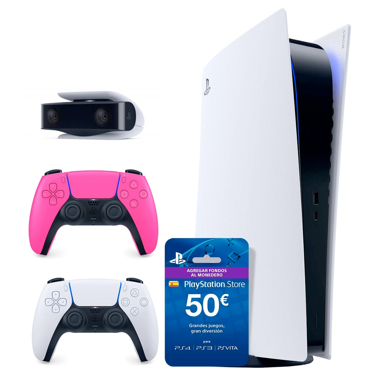 Playstation 5 Digitale + Dualsense Rosa + Camera + PSN 50€