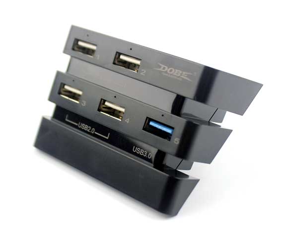 2 to 5 port (2.0 3.0) USB HUB Adapter PS4 Pro (Dobe) Nero